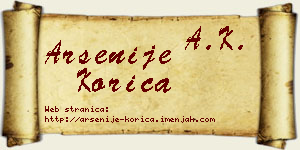 Arsenije Korica vizit kartica